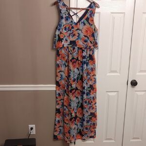 Lily Rose Vibrant Floral Maxi Summer Sun Dress Resort Wear Beachy